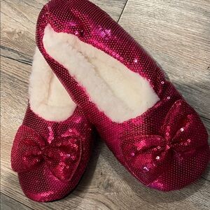 Pink Sequin Slippers with Bow